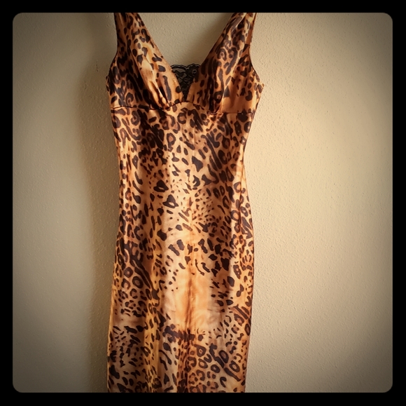 Leopard Print Slip Dress - Picture 1 of 8